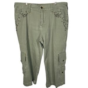 Vintage Y2K Goddess Cargo Capris Womens 16 Army Grunge Utility Military Ramie